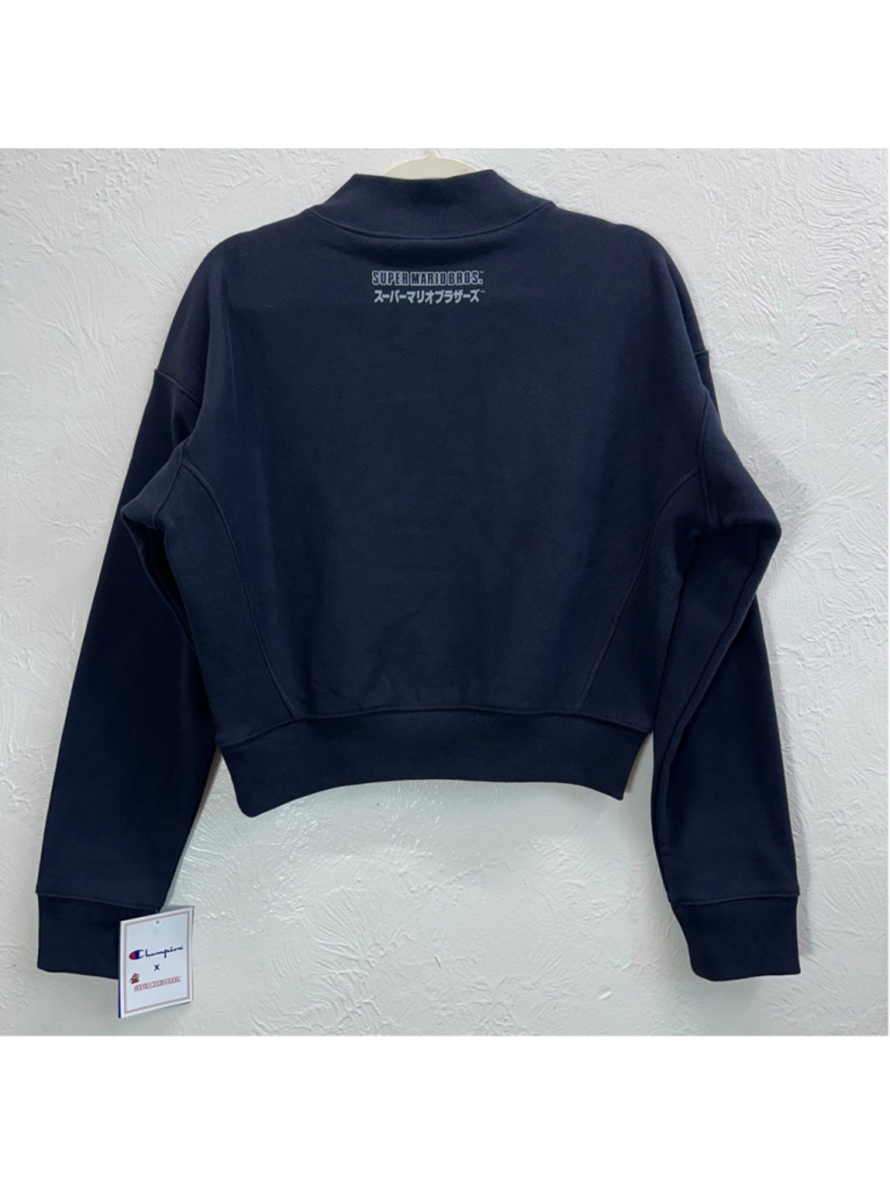 Champion x Super Mario Bros Reverse Weave Cropped Mockneck Black Women's M - Picture 4 of 16
